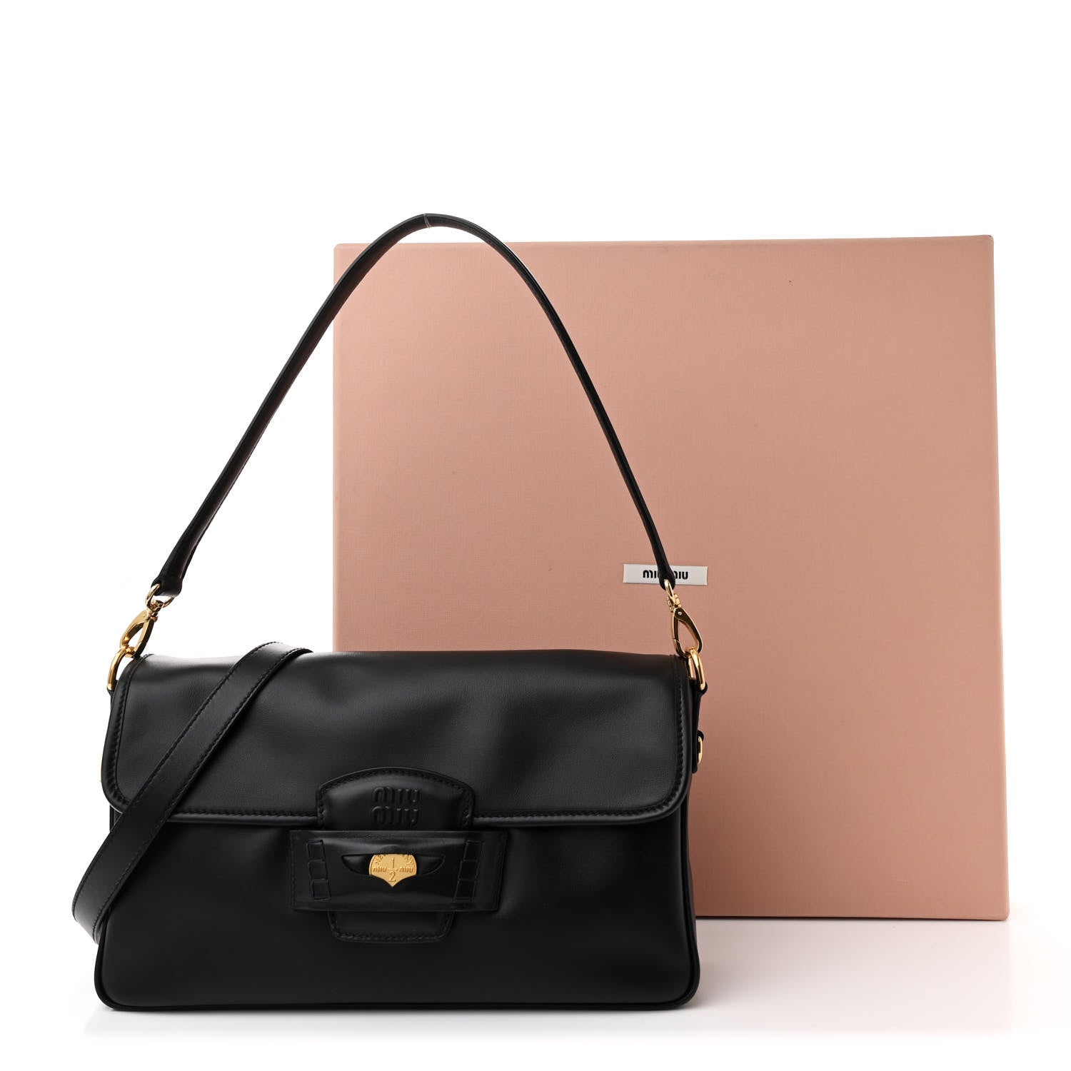Miu Miu Fine Calf Penny Shoulder Bag Black 1673674 – FASHIONPHILE