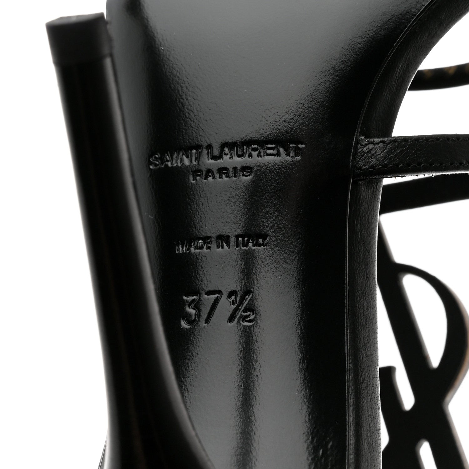 Saint Laurent Calfskin Cassandra 110 Sandals 37.5 Black 8 of 8