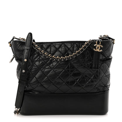 Chanel Aged Calfskin Quilted Large Gabrielle Hobo Black 1 of 11