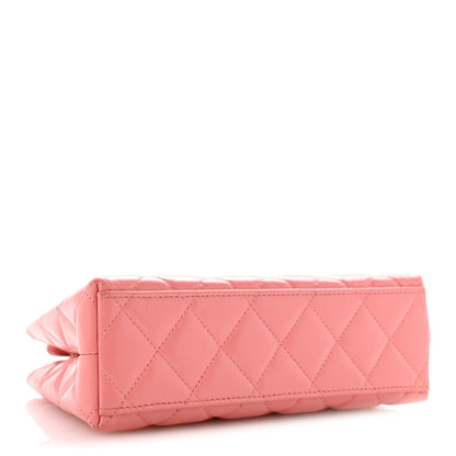 Chanel Shiny Aged Calfskin Quilted Nano Kelly Shopper Coral Pink 4 of 14