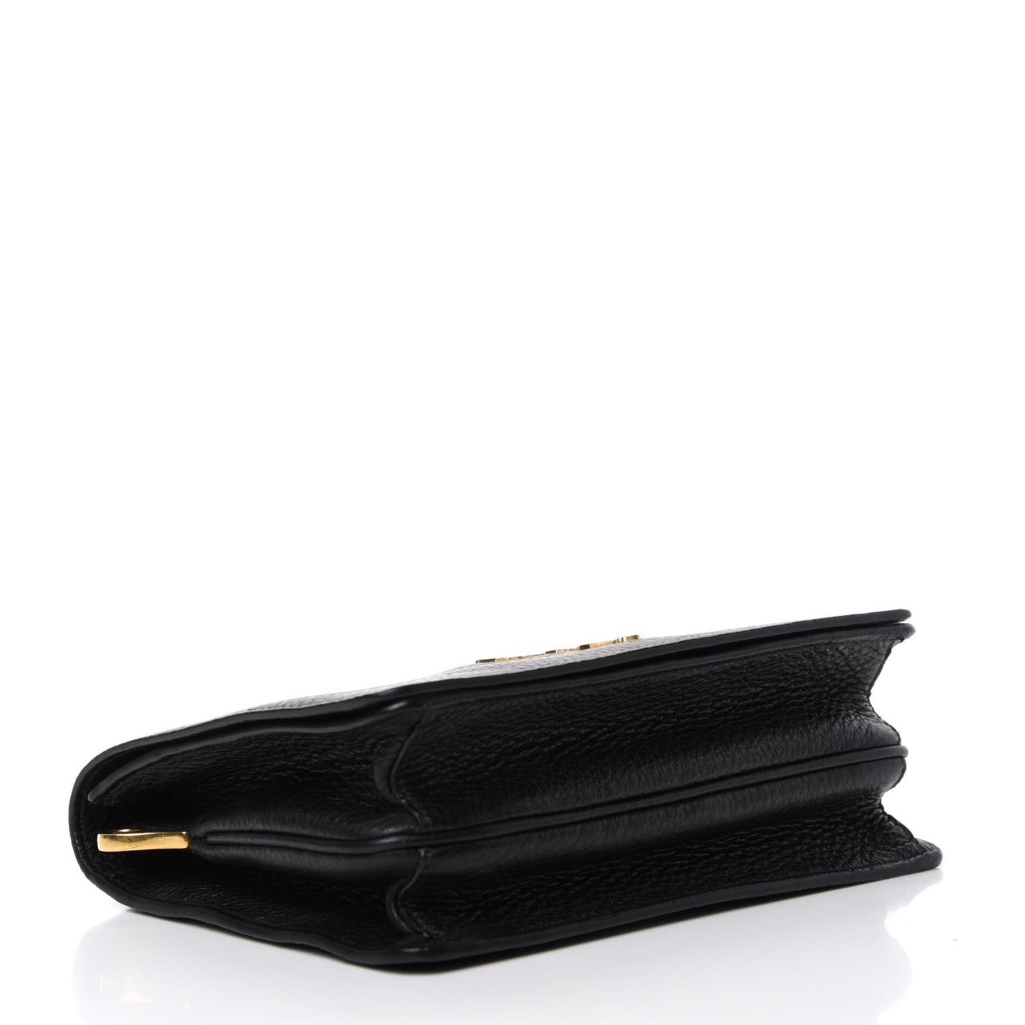 Vitello Daino Double Strap Flap Crossbody Black