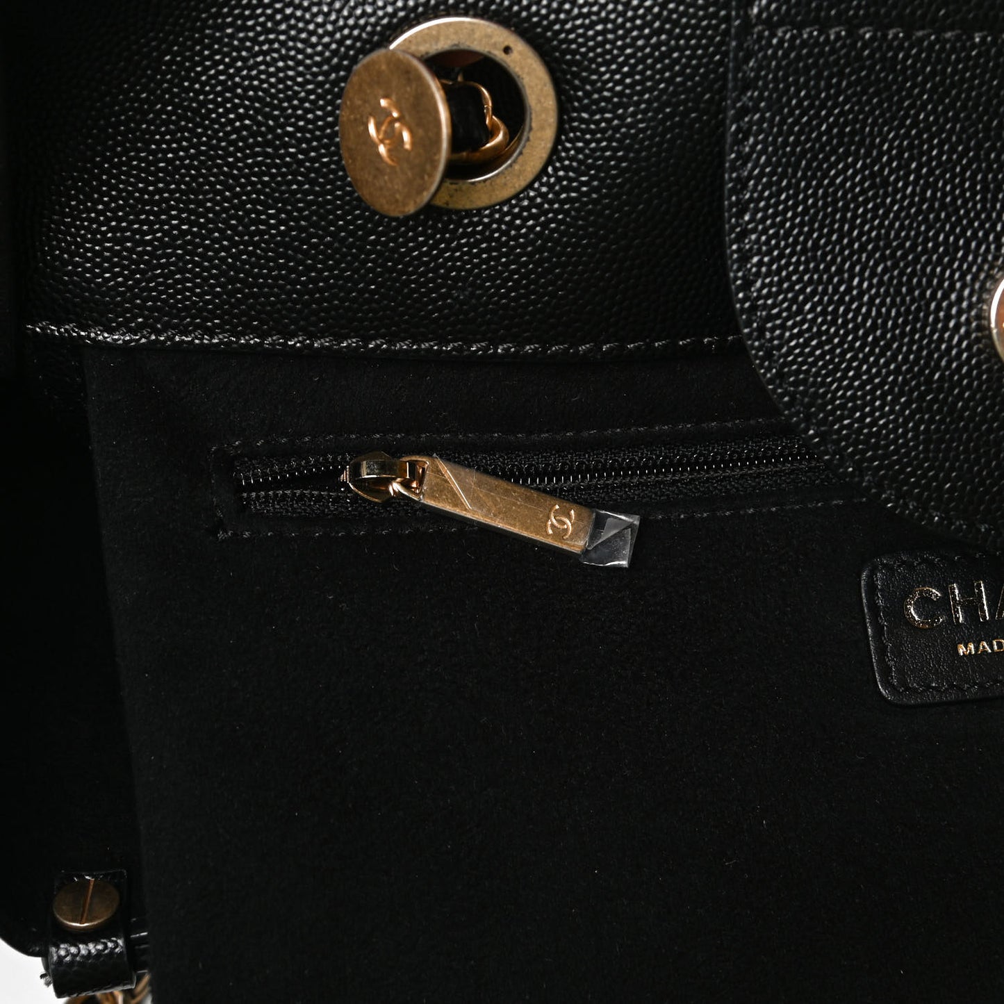 Caviar Small Studded Deauville Tote Black
