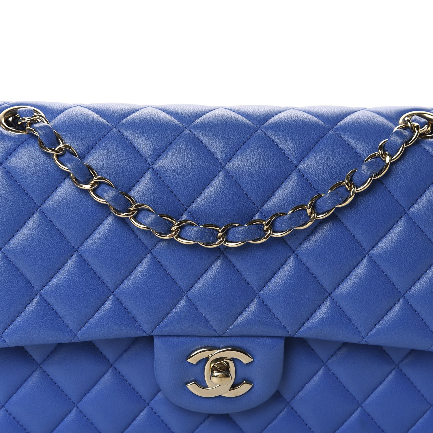 Chanel Lambskin Quilted Medium Double Flap Blue 16 of 16