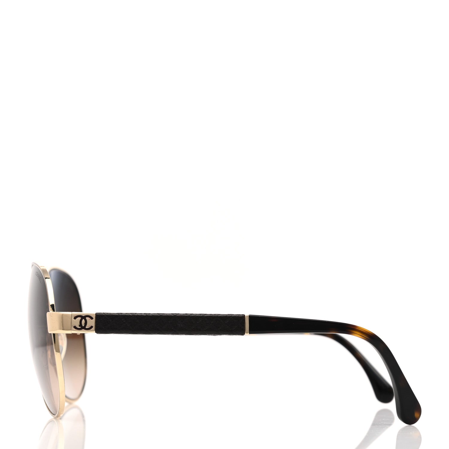 Chanel Lambskin Quilted CC Aviator Sunglasses 4195-Q Brown Gold 3 of 7
