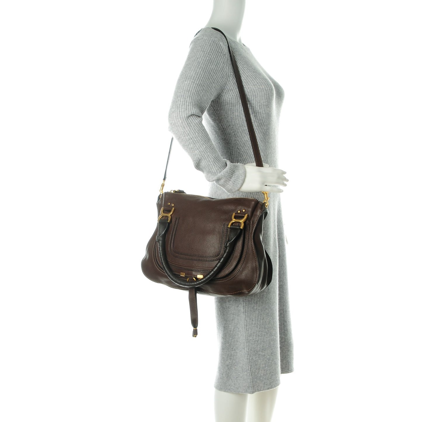 Calfskin Medium Marcie Satchel Coffee Shot