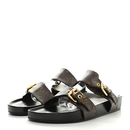 Louis Vuitton Monogram Bom Dia Mule Sandals 39.5 Black 3 of 11