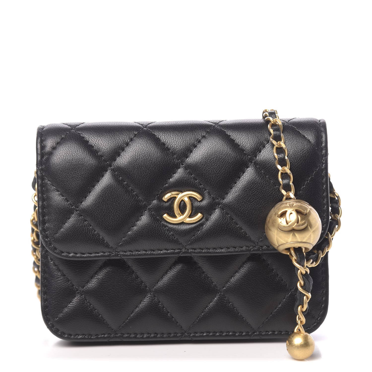 Chanel Lambskin Quilted Pearl Crush Clutch With Chain Black 1 of 13