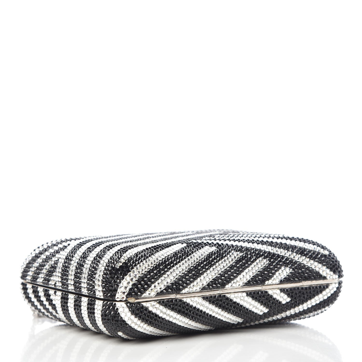 Judith Leiber Crystal Striped Miniaudiere Clutch Black White 4 of 8