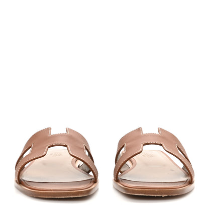 Hermes Box Calfskin Oran Sandals 39 Gold 3 of 11