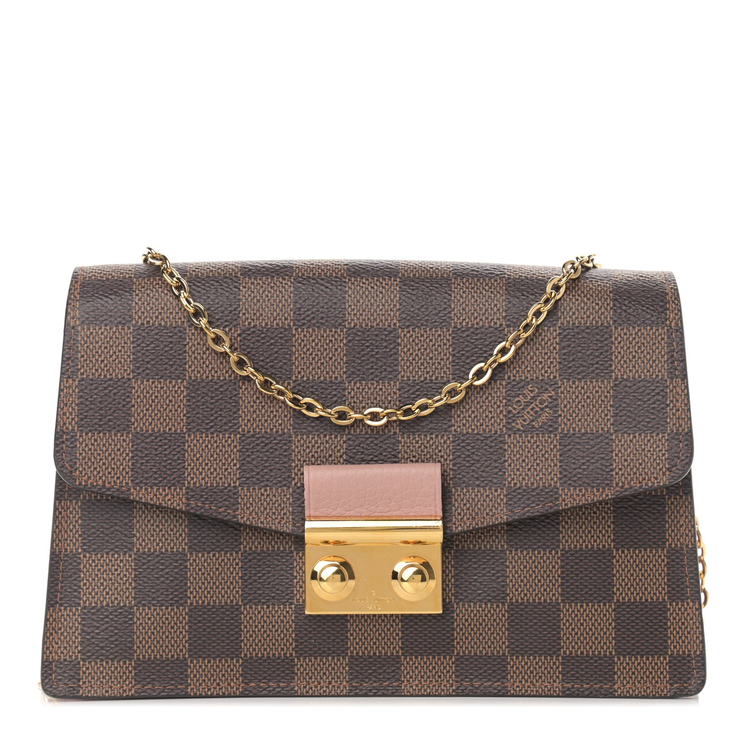 Damier Ebene Croisette Chain Wallet Magnolia
