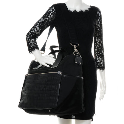 Burberry Leather Check Embossed Tote Bag Black 2 of 9