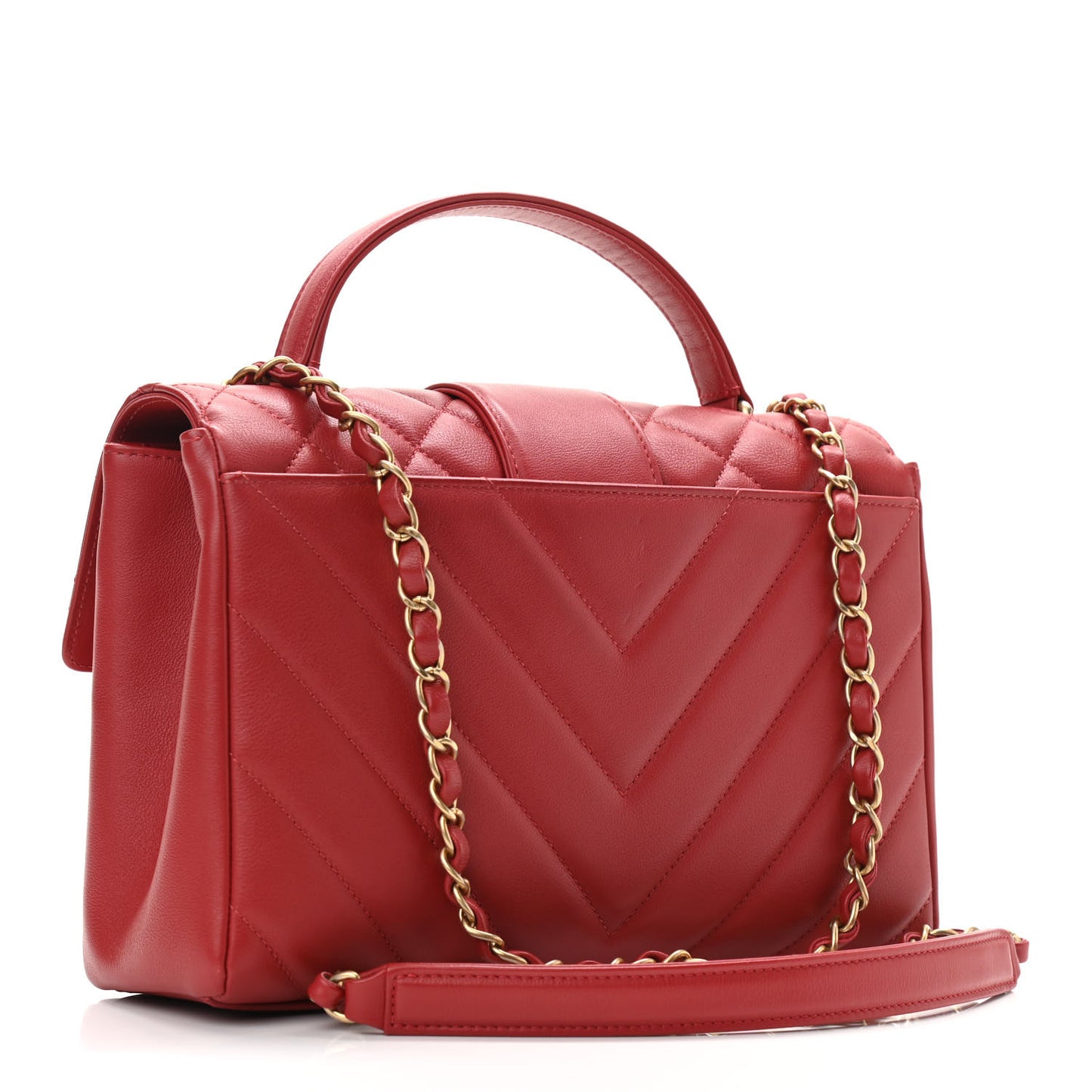 Calfskin Quilted Chevron In The City Bag Red
