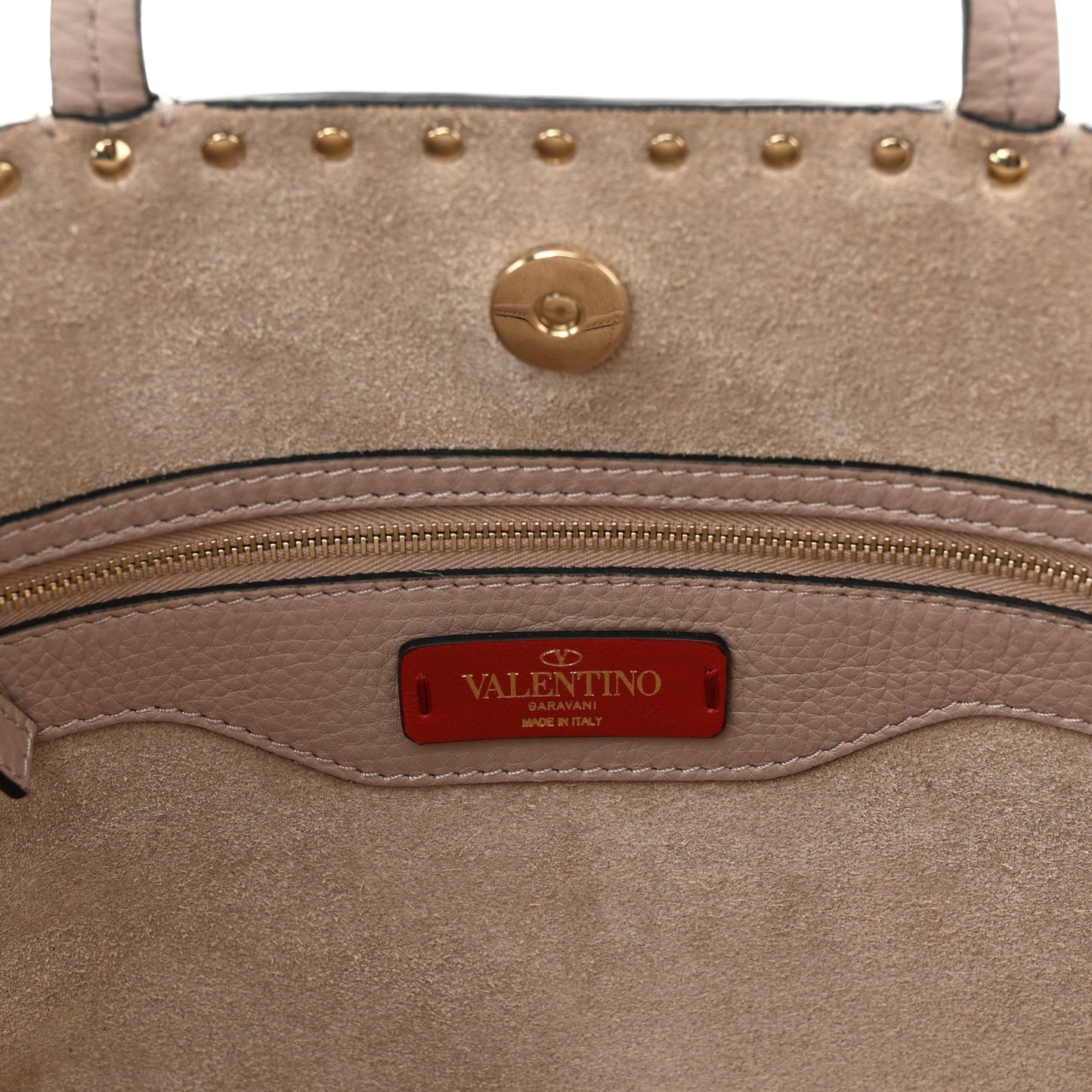 Grained Calfskin Small Rockstud Shoulder Tote Poudre