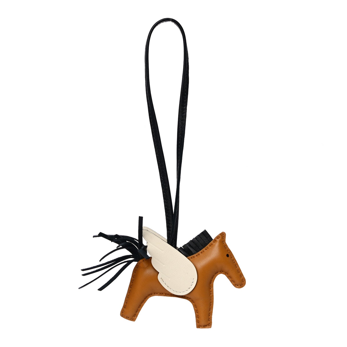 Milo Lambskin Grigri Rodeo Pegase Horse Bag Charm GM Sesame Black Nata