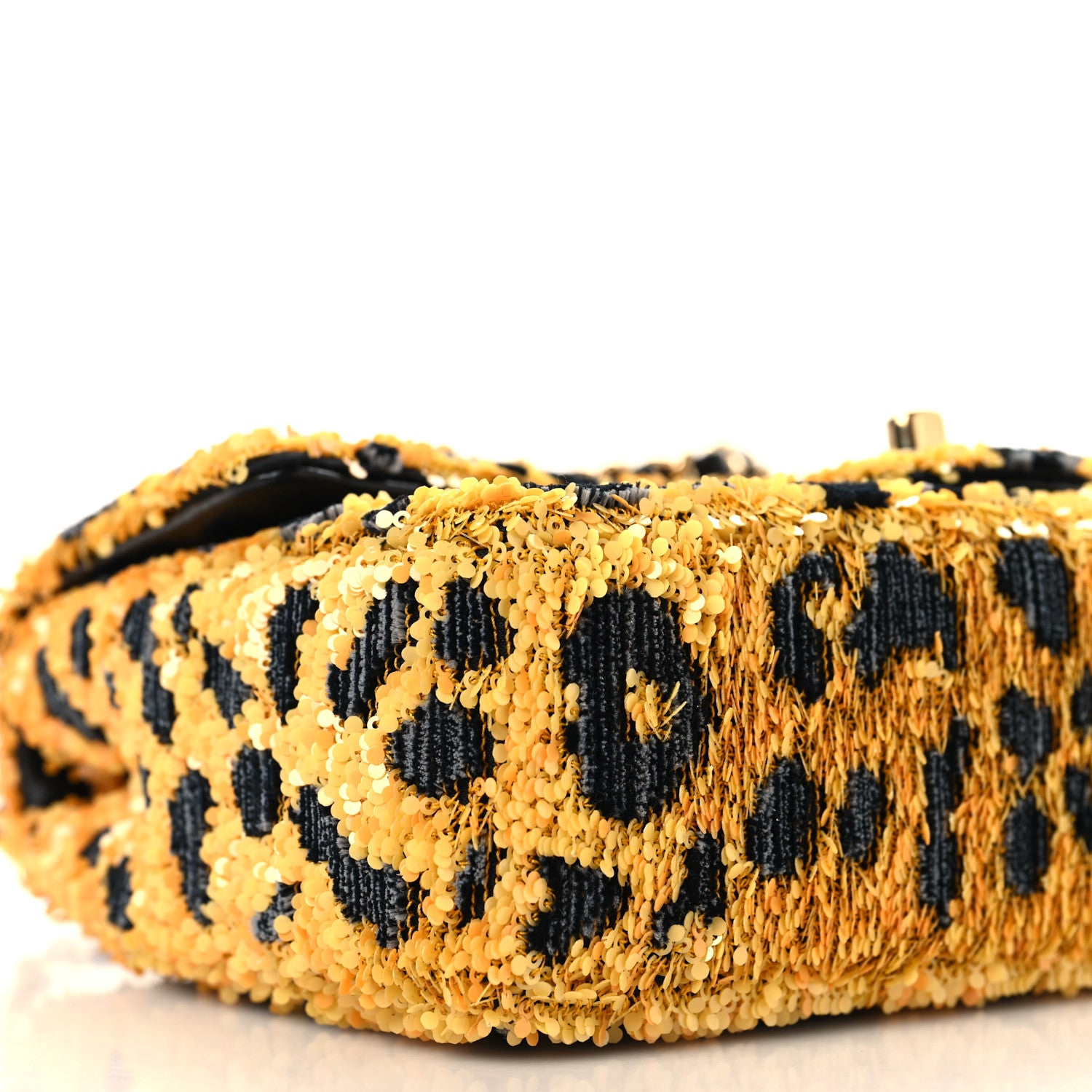 Chanel Sequin Mixed Fibers Leopard Print Mini Rectangular Flap Black Orange 18 of 21