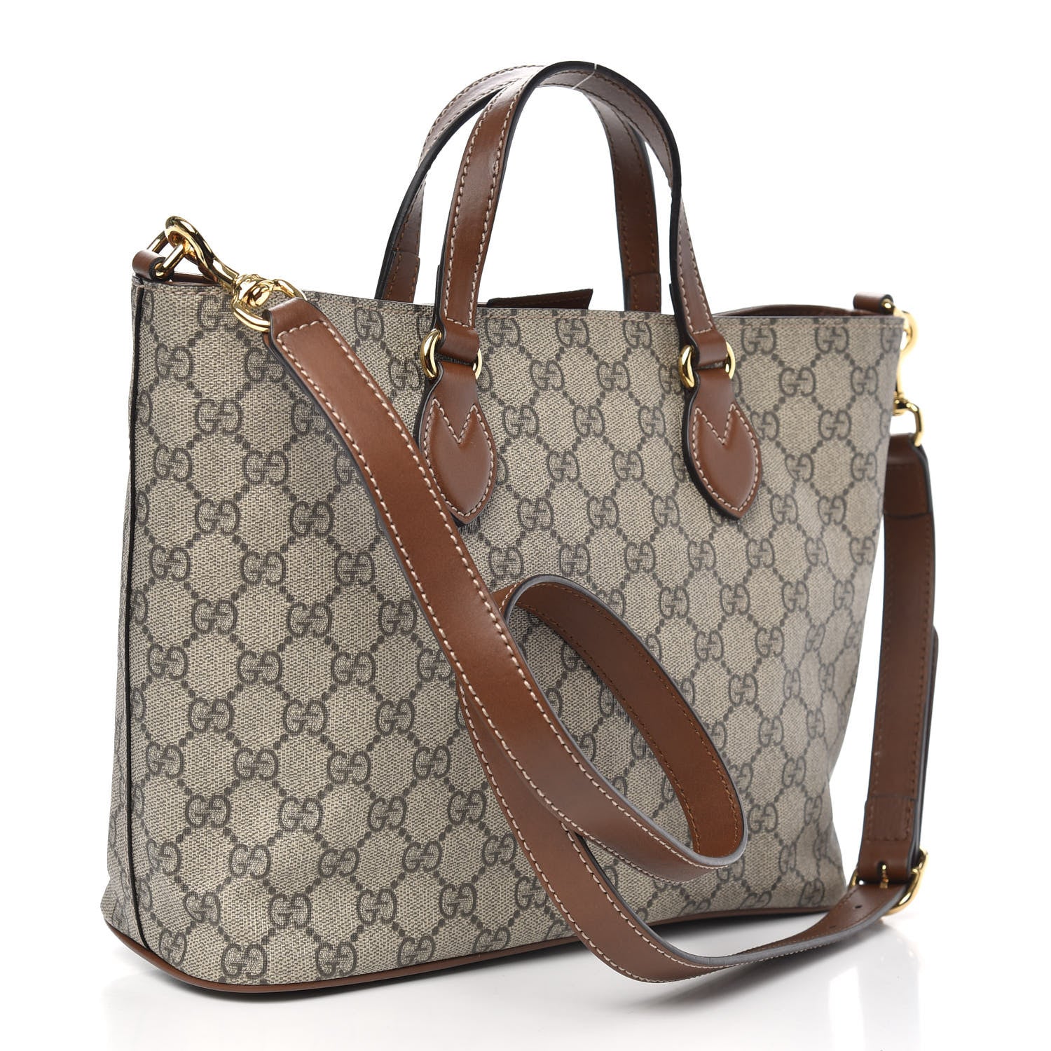 Gucci Soft GG Supreme Monogram Small Crossbody Tote Beige Cuir 3 of 9