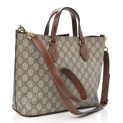 Gucci Soft GG Supreme Monogram Small Crossbody Tote Beige Cuir 3 of 9