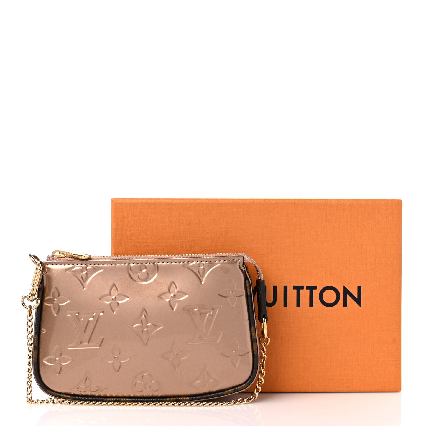 Metallic Vernis Mini Pochette Accessories Rose Gold