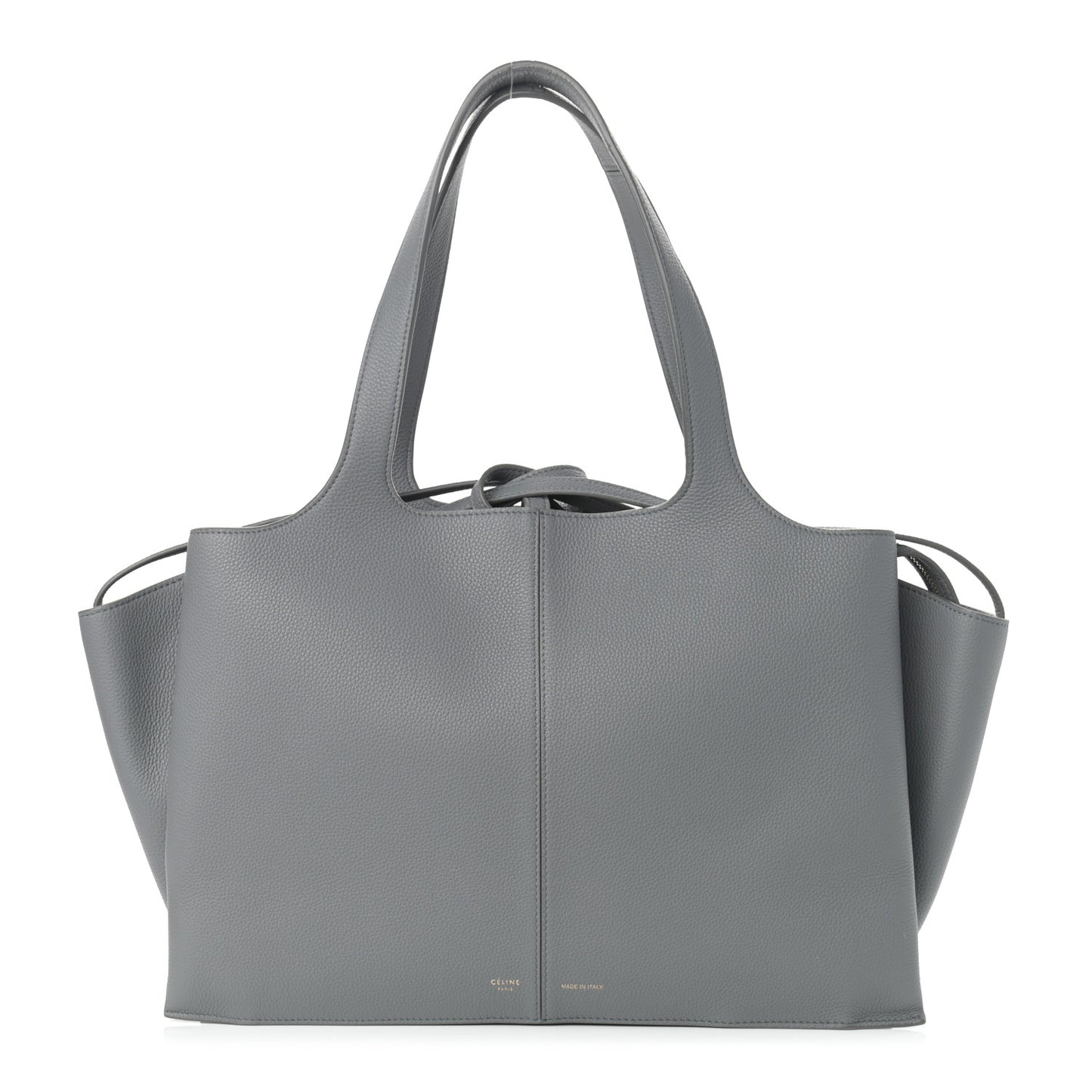 Baby Grained Calfskin Medium Tri-Fold Bag Grey