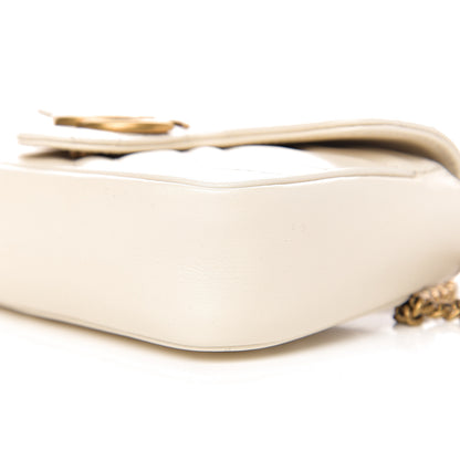 Gucci Calfskin Matelasse Super Mini GG Marmont Shoulder Bag White 9 of 10