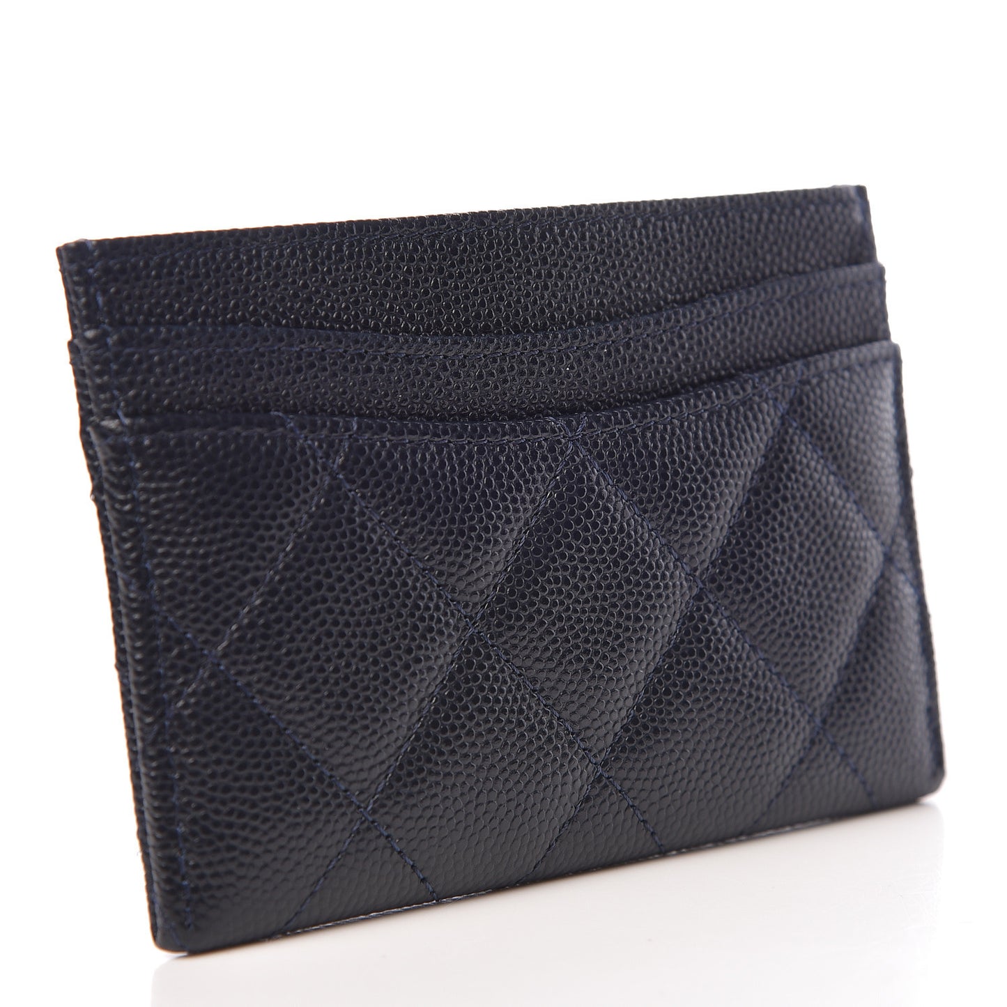 Caviar Quilted Card Holder Navy