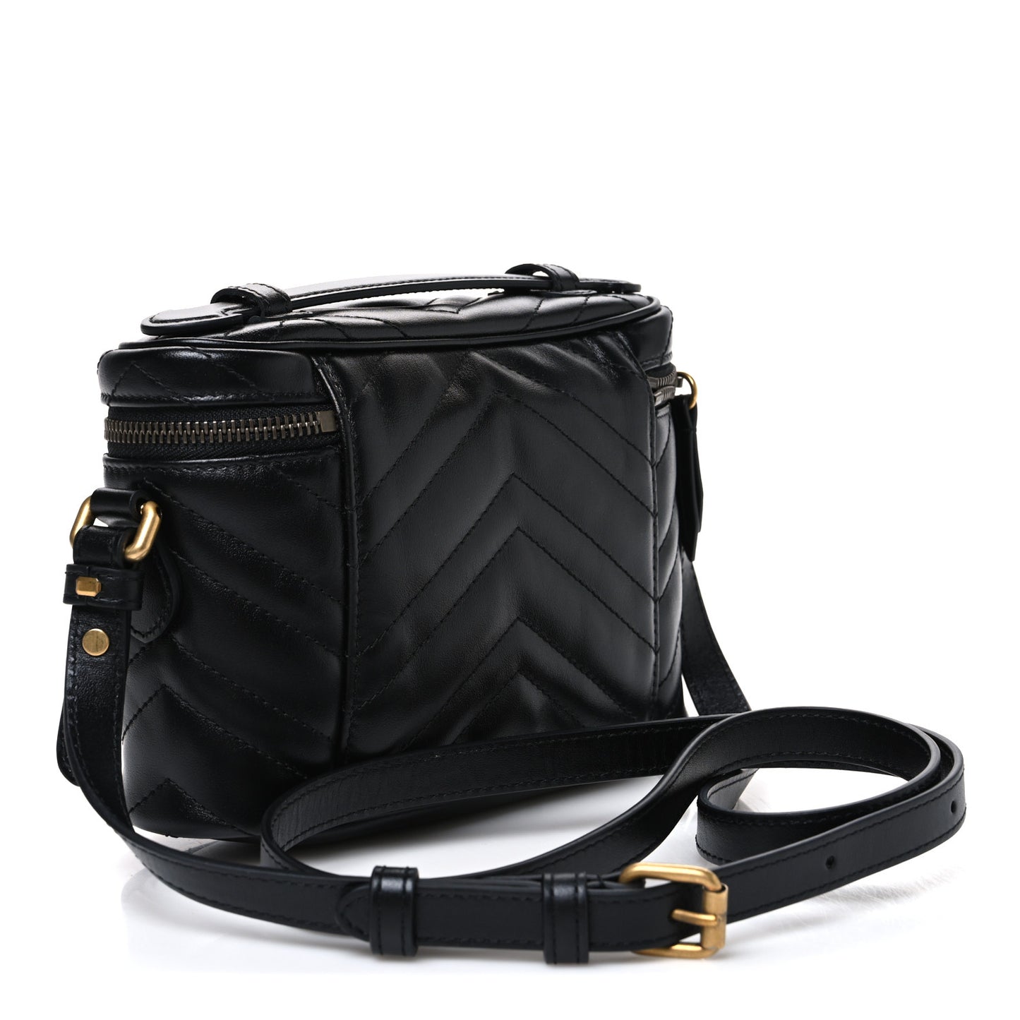 Calfskin Matelasse Small GG Marmont Vanity Cosmetic Case Black
