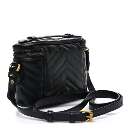 Gucci Calfskin Matelasse Small GG Marmont Vanity Cosmetic Case Black 3 of 10