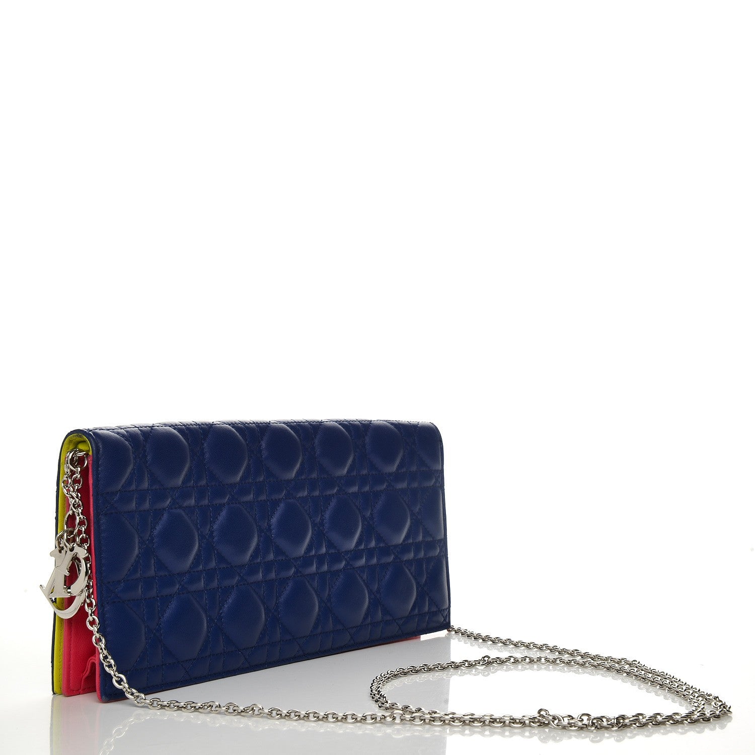 Christian Dior Lambskin Cannage Tri-Color Lady Dior Convertible Clutch Blue 3 of 13
