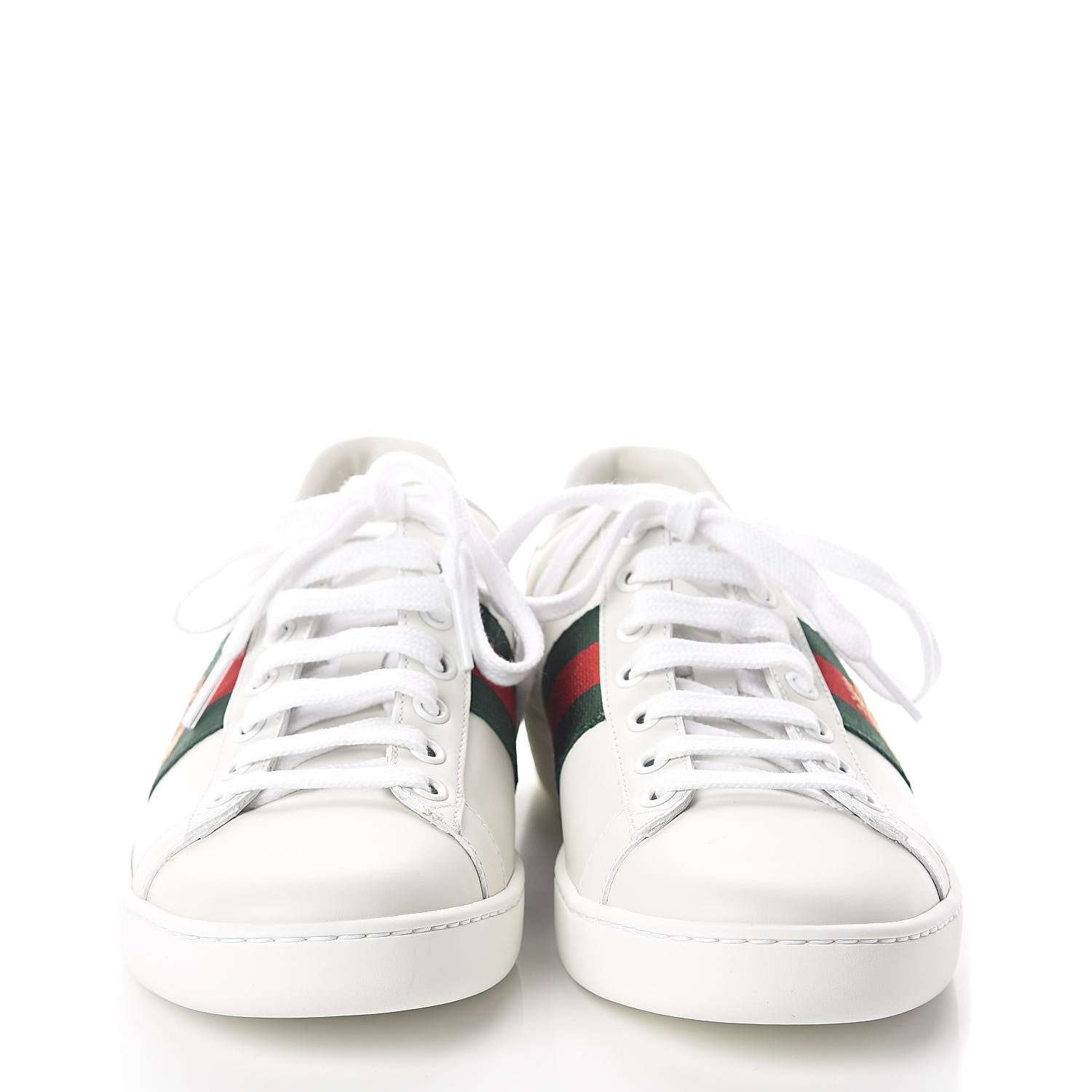 Gucci Calfskin Ayers Bee Embroidered Womens Ace Sneakers 37 White Green 2 of 8