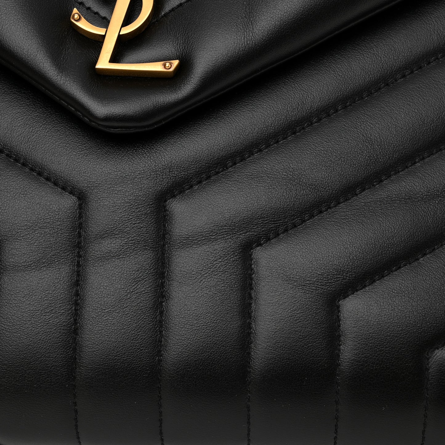 Calfskin Y Quilted Monogram Large Loulou Chain Satchel Black