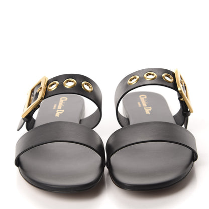 Christian Dior Calfskin D-Dior Slide Flat Sandals 40 Black 2 of 10