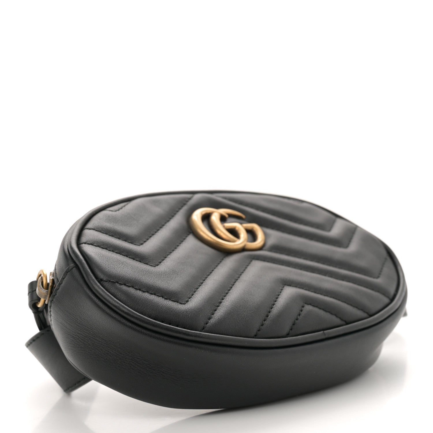 Gucci Calfskin Matelasse GG Marmont Belt Bag 85 34 Black 4 of 10
