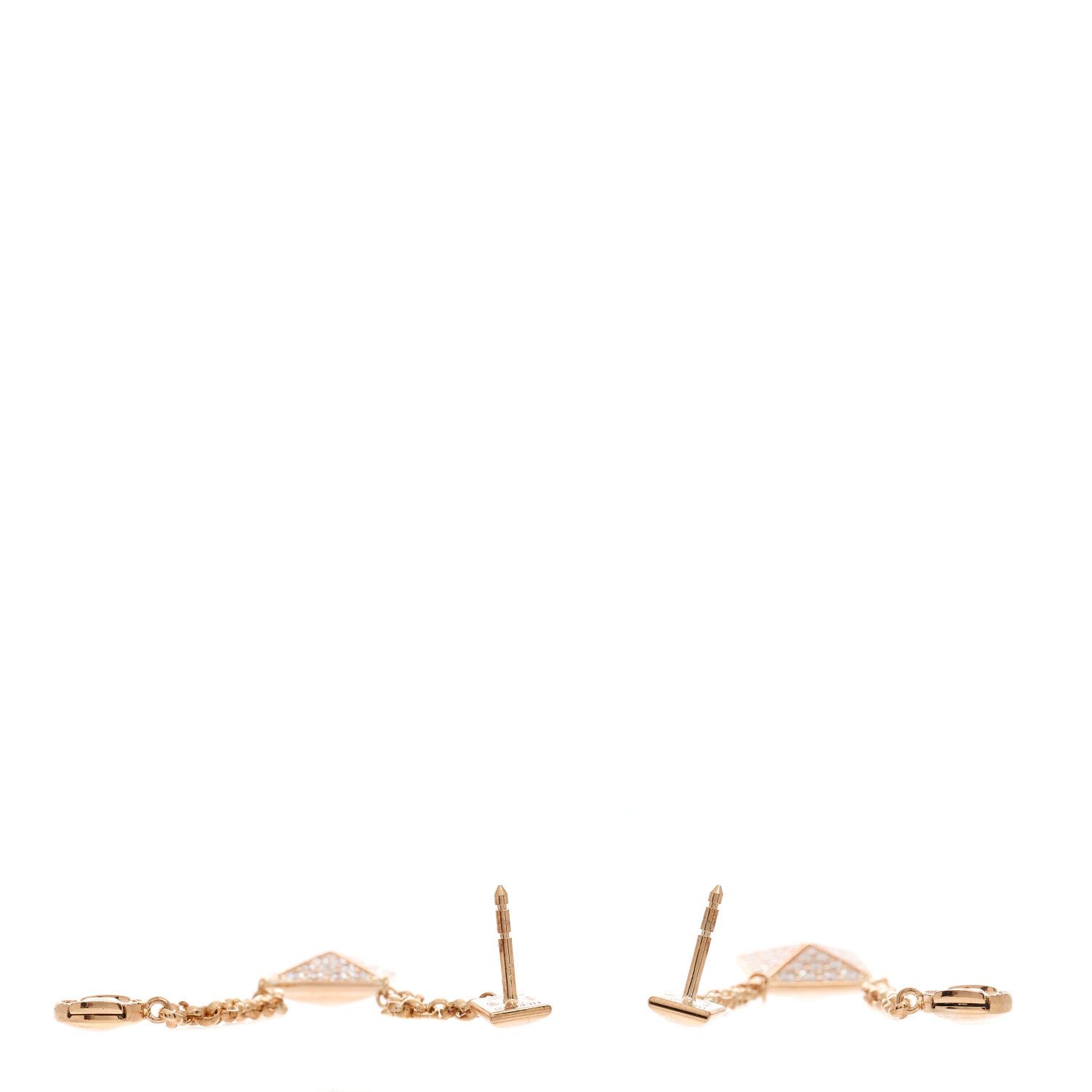 Hermes 18K Rose Gold Diamond Clou d'H Dangle Earrings 4 of 7