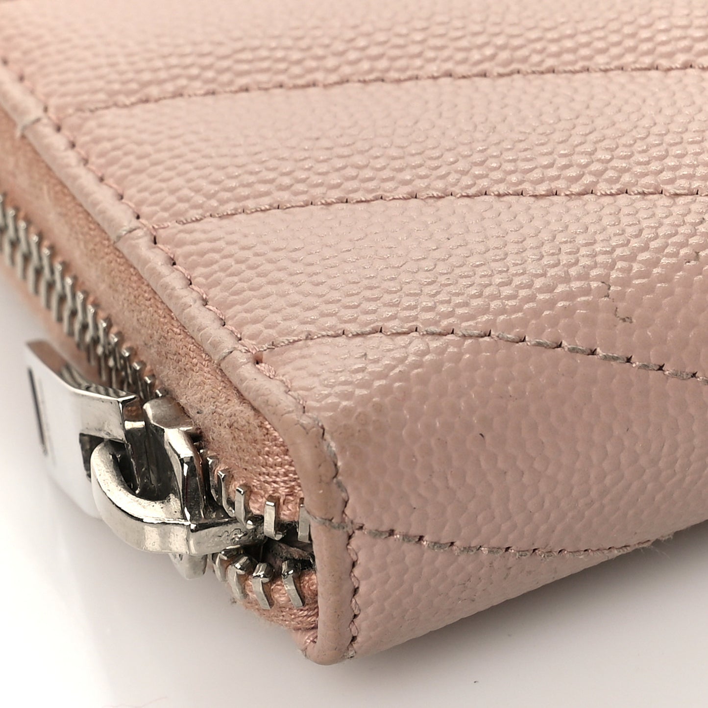 Grain De Poudre Matelasse Chevron Monogram Zip Around Wallet Rose Poudre