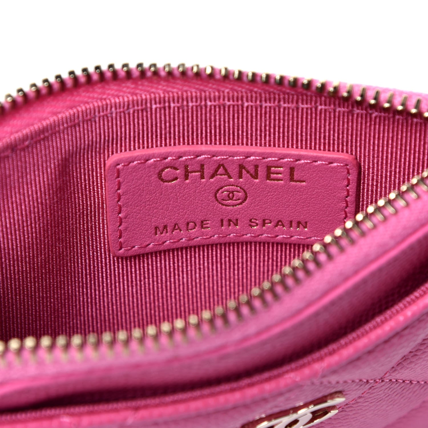 Chanel Caviar Quilted CC Zip Card Holder Pink 6 of 7