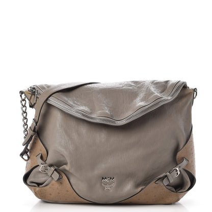 MCM Calfskin Monogram Shoulder Bag Taupe 1 of 23