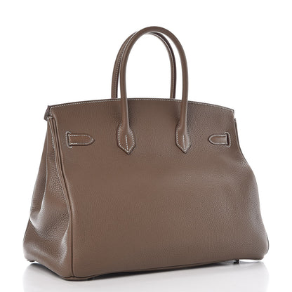 Hermes Taurillon Clemence Birkin 35 Etoupe 5 of 36