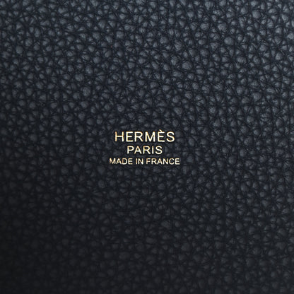 Hermes Taurillon Clemence Casaque Picotin Lock 18 PM Rose Extreme Bleu Nuit 8 of 9