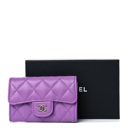 Chanel Caviar Quilted Flap Card Holder Wallet Purple 9 of 9