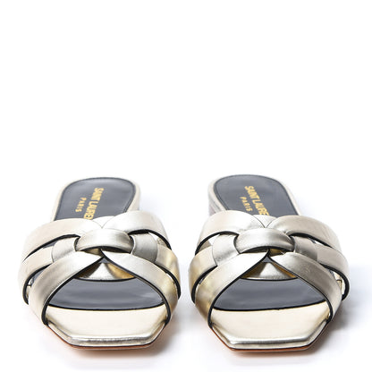 Saint Laurent Calfskin Tribute 05 Slide Sandals 35 Gold 2 of 9