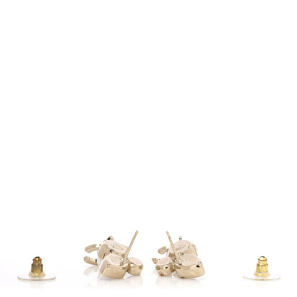 Chanel Pearl Crystal CC Drop Earrings Gold 3 of 4