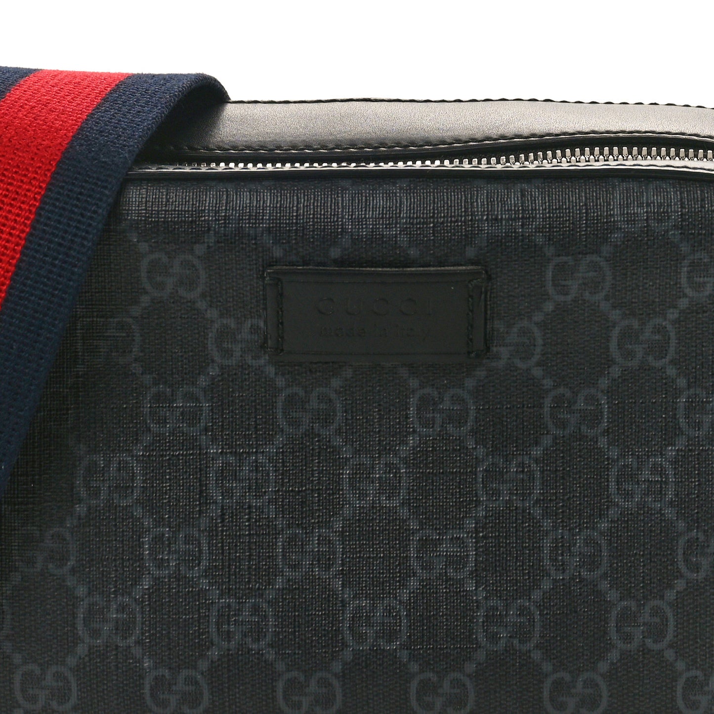 GG Supreme Monogram Web Shoulder Bag Black Grey