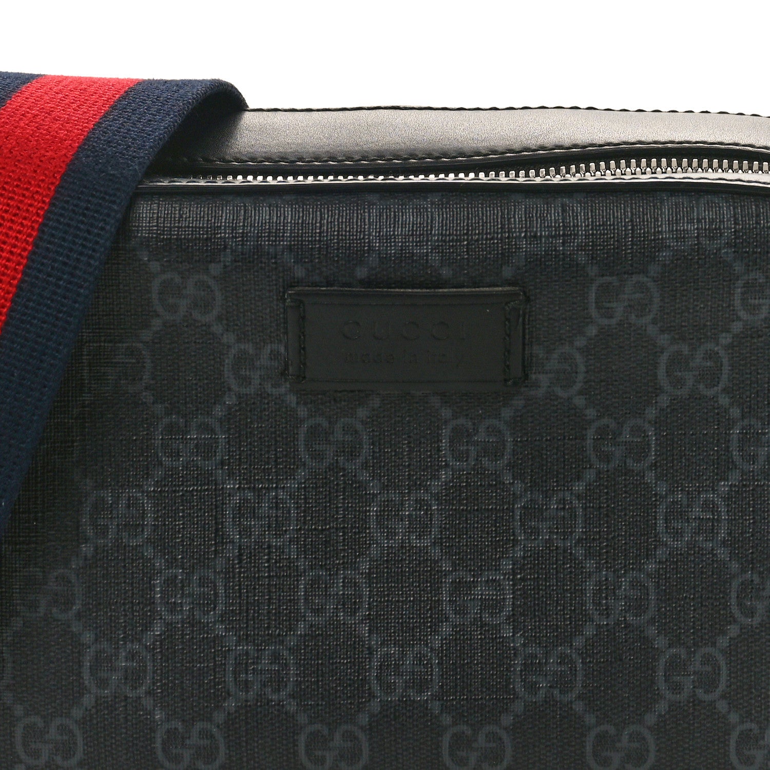 Gucci GG Supreme Monogram Web Shoulder Bag Black Grey 8 of 11