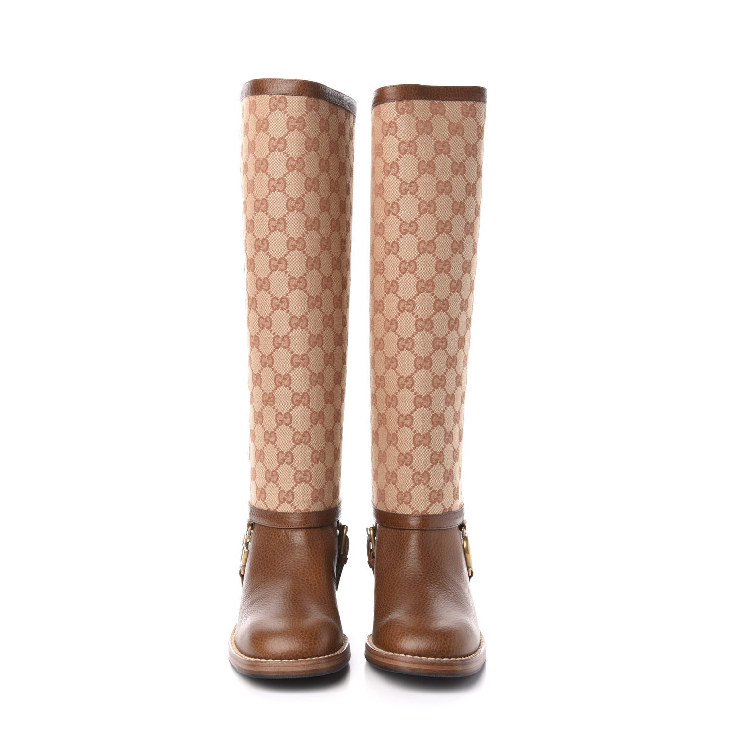 Gucci GG Monogram Calfskin Lola Tall Boots 39.5 Beige Ruggine Cuir 2 of 10