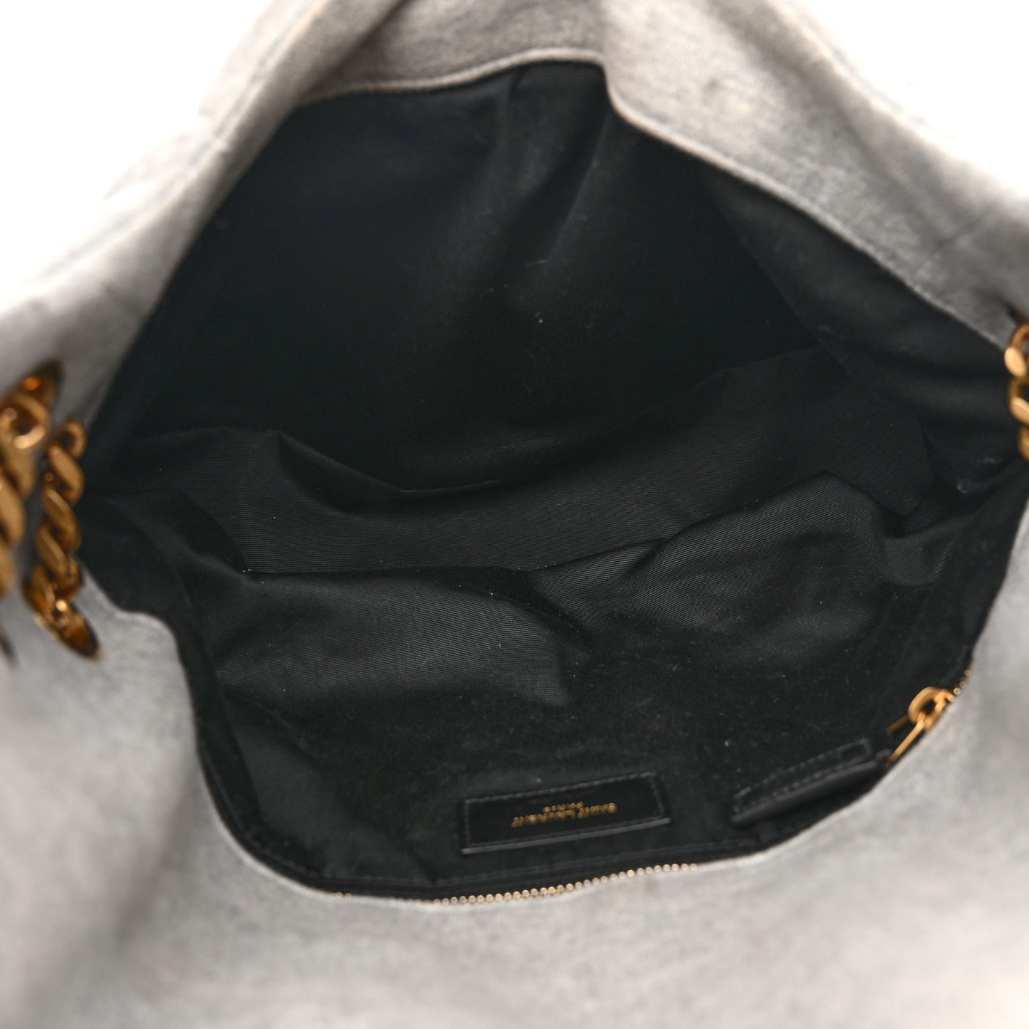 Jersey Quilted Medium Loulou Puffer Monogram Chain Satchel Grey Cloud