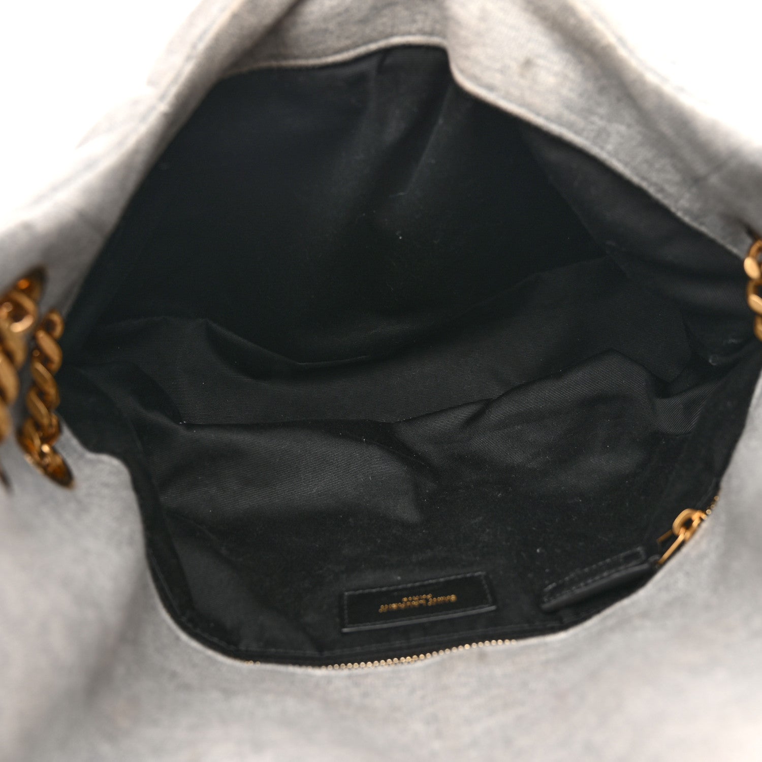 Saint Laurent Jersey Quilted Medium Loulou Puffer Monogram Chain Satchel Grey Cloud 5 of 10