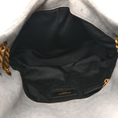 Saint Laurent Jersey Quilted Medium Loulou Puffer Monogram Chain Satchel Grey Cloud 5 of 10