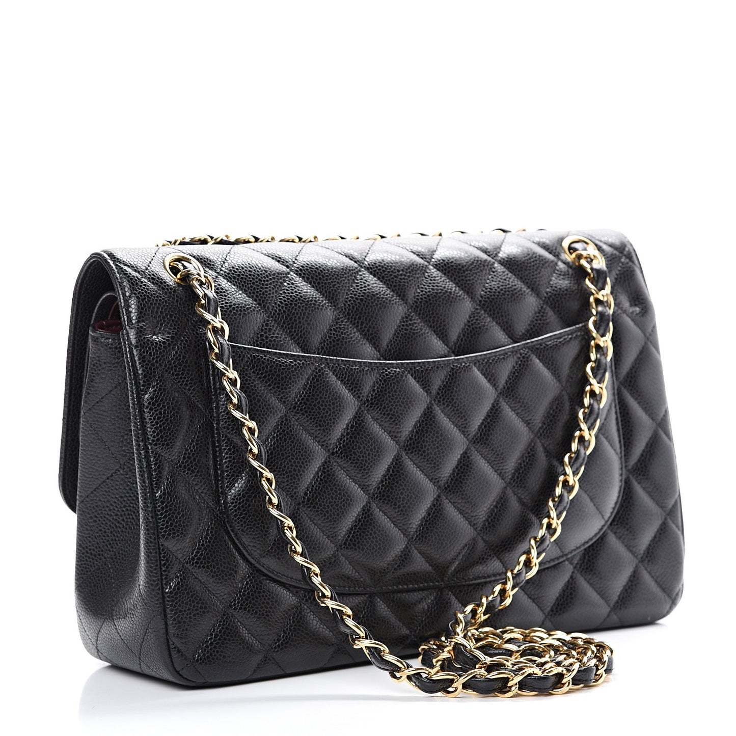 Caviar Quilted Jumbo Double Flap Black
