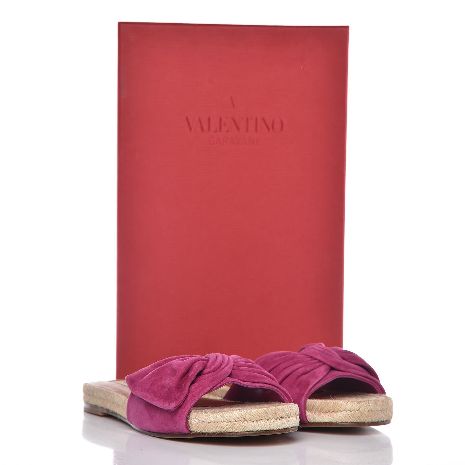 Valentino Garavani Suede Tropical Bow Espadrille Flat Slide Sandals 35.5 Deep Cyclamin 9 of 9