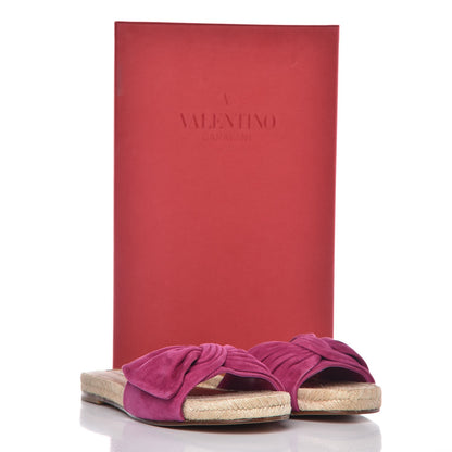 Valentino Garavani Suede Tropical Bow Espadrille Flat Slide Sandals 35.5 Deep Cyclamin 9 of 9